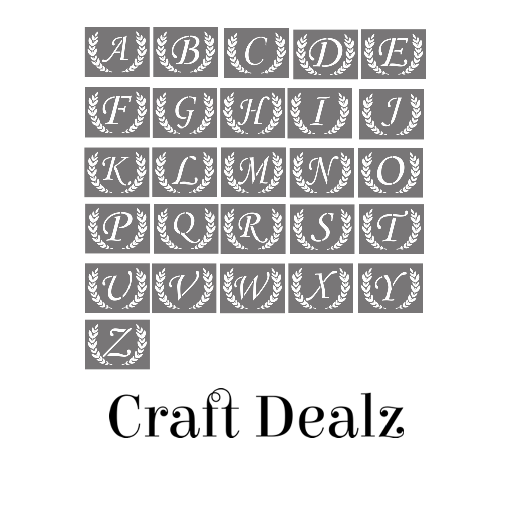 Letters with Laurel Leaves Stencil #2