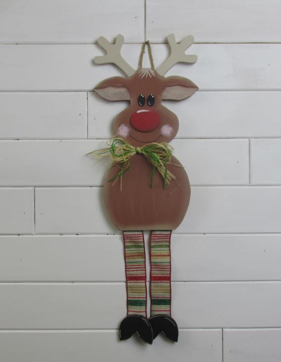 Wood Reindeer w ribbon legs